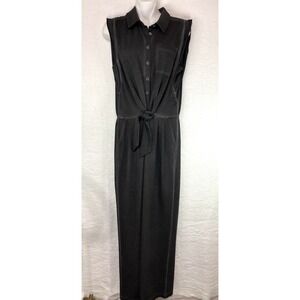 Soft Surroundings Camilla Front Tie Pockets Jumpsuit Grey Size Small Petite